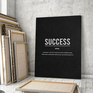 Success Motivational Quote Canvas, Wall art, for Office, Home Decor, Inspirational, Noun ,Saying Print,  Entrepreneur Business Money Artwork