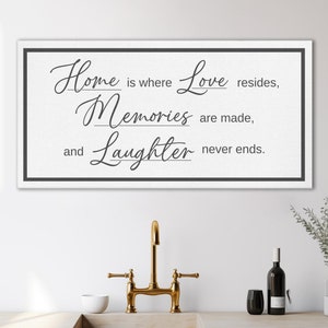 Home Is Where Love Resides Sign, Farmhouse Sign, Home Decor Sign, Farmhouse Wall Decor, Heartfelt Canvas Print, Cozy Wall Decor, Rustic Sign