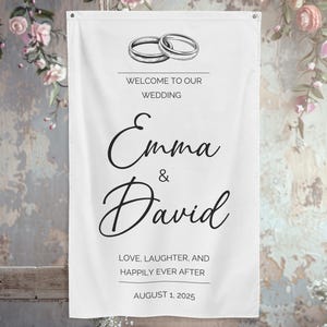 Custom Fabric Banner, Wedding Welcome Sign, Modern Boho Wedding Sign, Personalized Wedding Welcome Sign, Personalised Banner, Wedding Banner