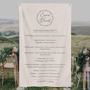 Wedding Party Welcome Sign, Wedding Banner, Custom Wedding Banner, Personalized Fabric Sign, Modern Wedding Welcome Sign, Boho Wedding