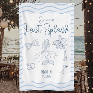 Personalized Last Splash Beach Bachelorette Banner, Bachelorette Party Welcome Sign, Custom Beach Bachelorette Backdrop, Beach Bach Banner,