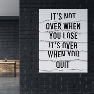 It&#39;s Not Over Entrepreneur Art Canvas Print Gym Sign Wall Art Home Office Decor Employer Gift