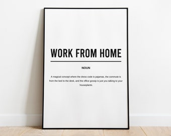 Work From Home Art | Defintion Print Office Wall Art | Home Office Wall Art | Funny Home Office Decor | Home Office Printable | Digital