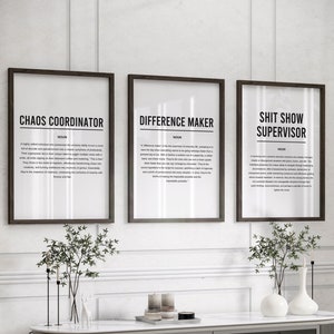 Funny Office Decor Definition Prints | Dictionary Prints | Funny Office Signs | Work From Home Art | Home Office Posters | Set Of 3 Wall Art