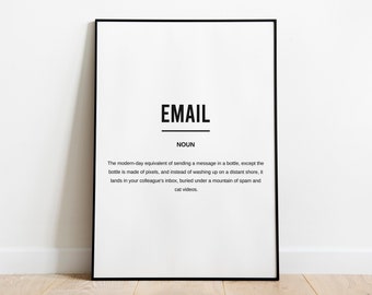 Funny Office Wall Art Email Definition Print | Work From Home Art | Office Definition | Home Office Decor | Minimal Print | Office Poster