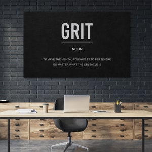 Grit  Motivational Quote Canvas Wall art for Office Home Decor Inspirational Noun Saying Print  Entrepreneur Business Money Artwork