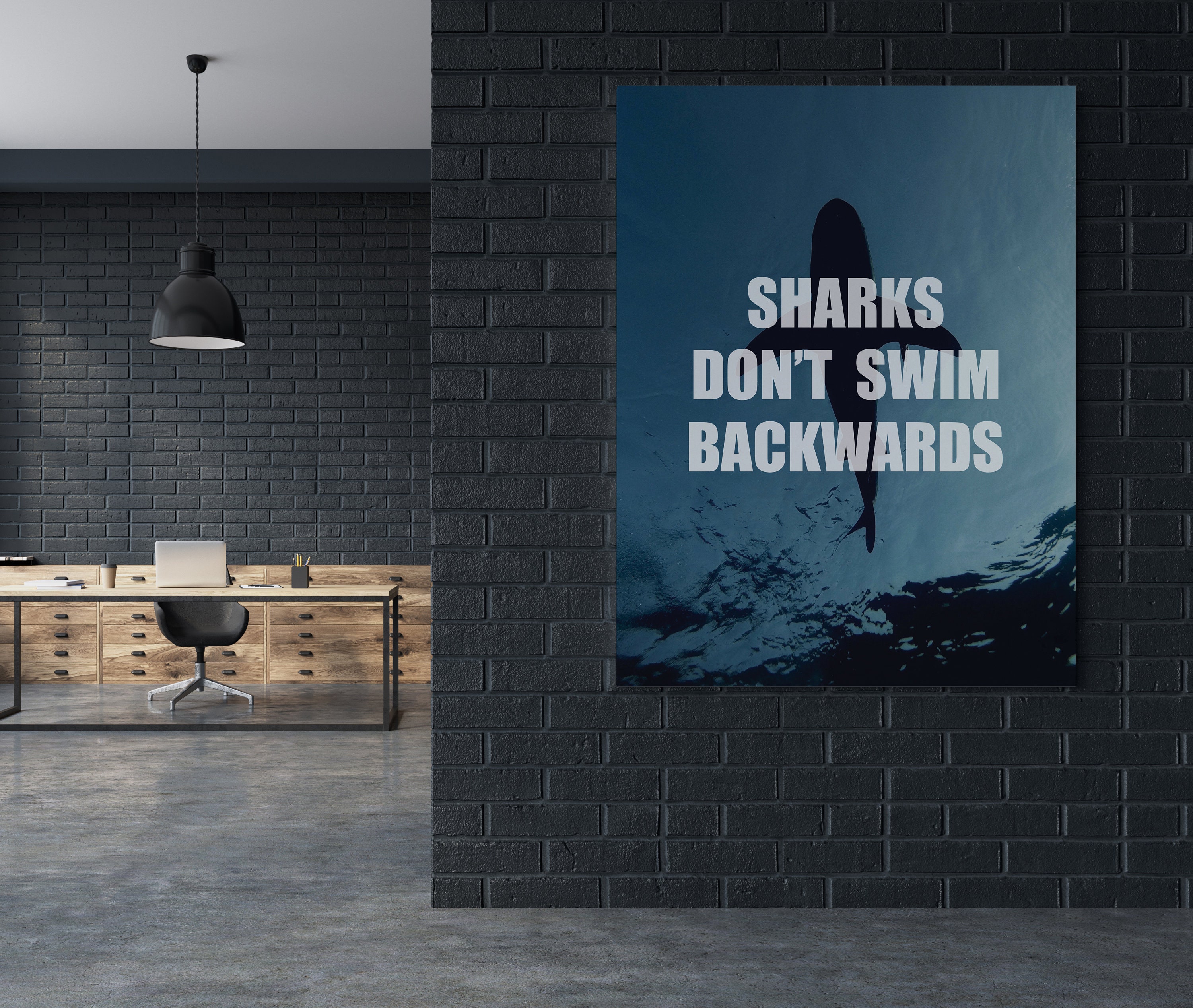 Motivational Shark Wall Art Gym Art Inspirational Wall Art Canvas Print ...