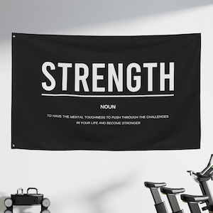 Stärke Definition Home Gym Wand Kunst Stoff Banner, Gym Decor, Gym Motivation, Gym Banner, Gewichtheber Banner, Fitness Wand Kunst