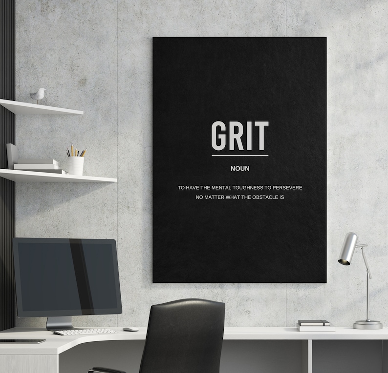 Inspirational / Motivational Grit Wall Art Canvas Print Noun Etsy