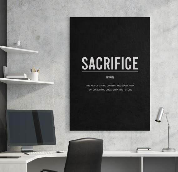 Sacrifice Definition Print, Motivation Canvas, Gym Decor, Entrepreneur Art, Office Decor, Home Decor, Inspirational Signs, Business Money