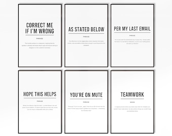 Funny Office Wall Art Definition Prints | Work From Home Art | x6 Printable Wall Art | Office Wall Decor | Cubicle Decor | Per My Last Email