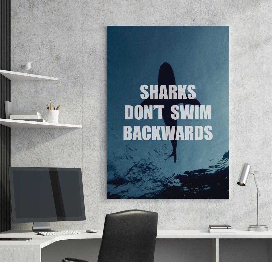 Motivational Shark Wall Art Gym Art Inspirational Wall Art Canvas Print ...