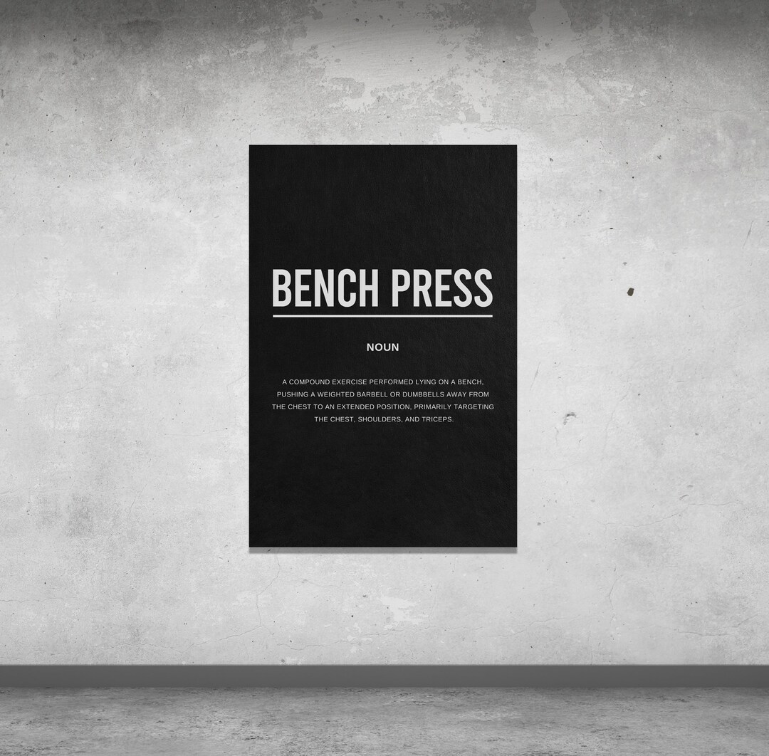 Bench Press Gym Definition Canvas Print, Home Gym Weightlifting Sign ...