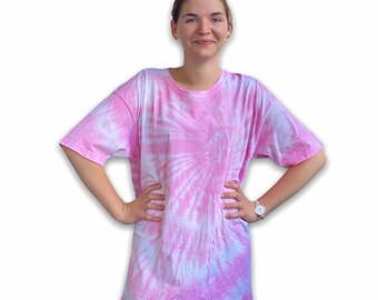 Tie Dye Batik T-Shirt Top Women's Men Women's Unisex Oversized S M L XL Selfmade Pink Pink White Spiral Dyed Tie Dye Festival