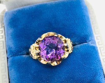 Amethyst Brass Claw Ring One of a Kind
