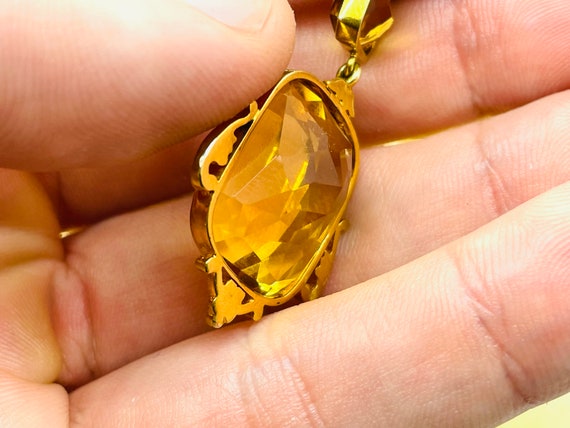 Antique Art Nouveau 14K Yellow Gold Citrine Drop … - image 6