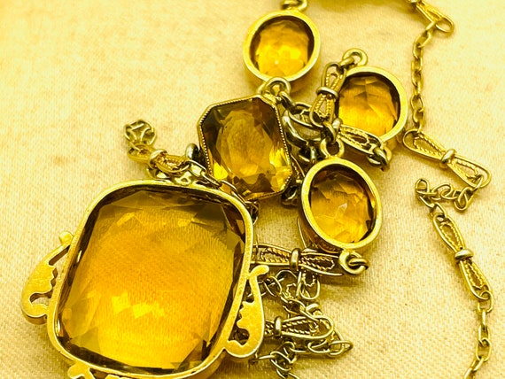 Antique Art Nouveau 14K Yellow Gold Citrine Drop … - image 3