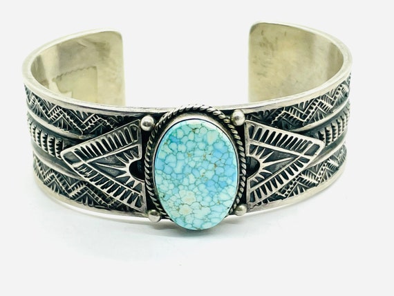 Sunshine Reeves Navajo Sterling Silver Turquoise Tooled Cuff - Etsy