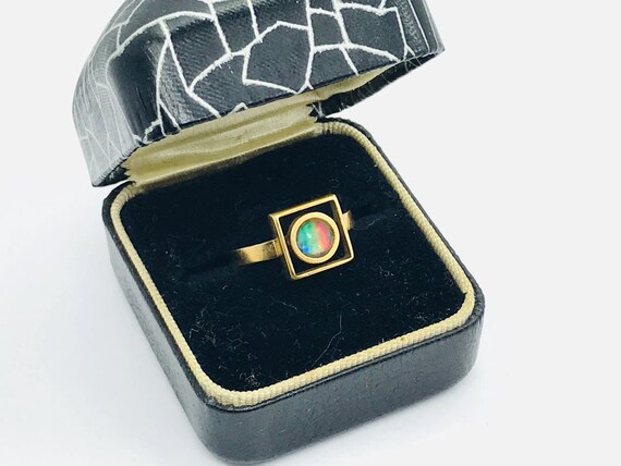 Vintage 1970's Modernist 18K Yellow Gold Black Opa