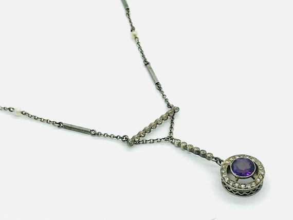 Victorian Sterling Silver Amethyst & Paste Pearl S