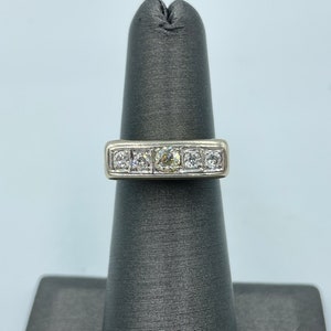 Antique Art Deco 14K White Gold 5-Stone Old European Cut Diamond Ring