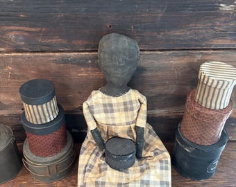 Primitive Folk Art Doll | Hand-Sewn Coffee Stained Prairie Doll