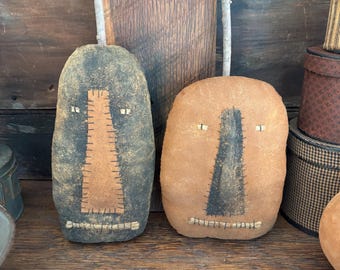 Primitive Grungy Pumpkins | Two Pumpkins | Folk Art