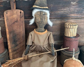 Primitive Grungy Witch Doll | Hand Sewn | Folk Art
