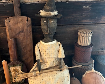 Primitive Grungy Witch Doll | Hand Sewn  Folk Art