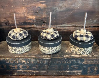 Three Miniature Pumpkins | Fabric Box | Folk Art