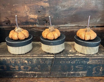 Three Miniature Pumpkins | Fabric Box | Folk Art