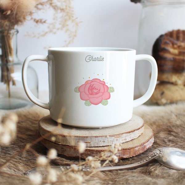 Tasse en porcelaine rose (personnalisable)