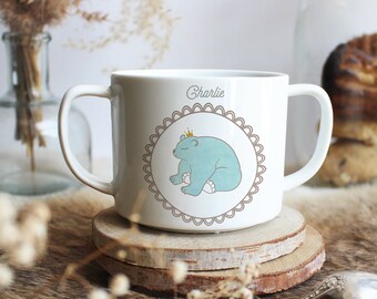 Tasse en porcelaine ours bleu (personnalisable)