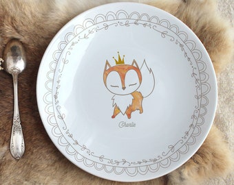 Fox porcelain plate (customizable)