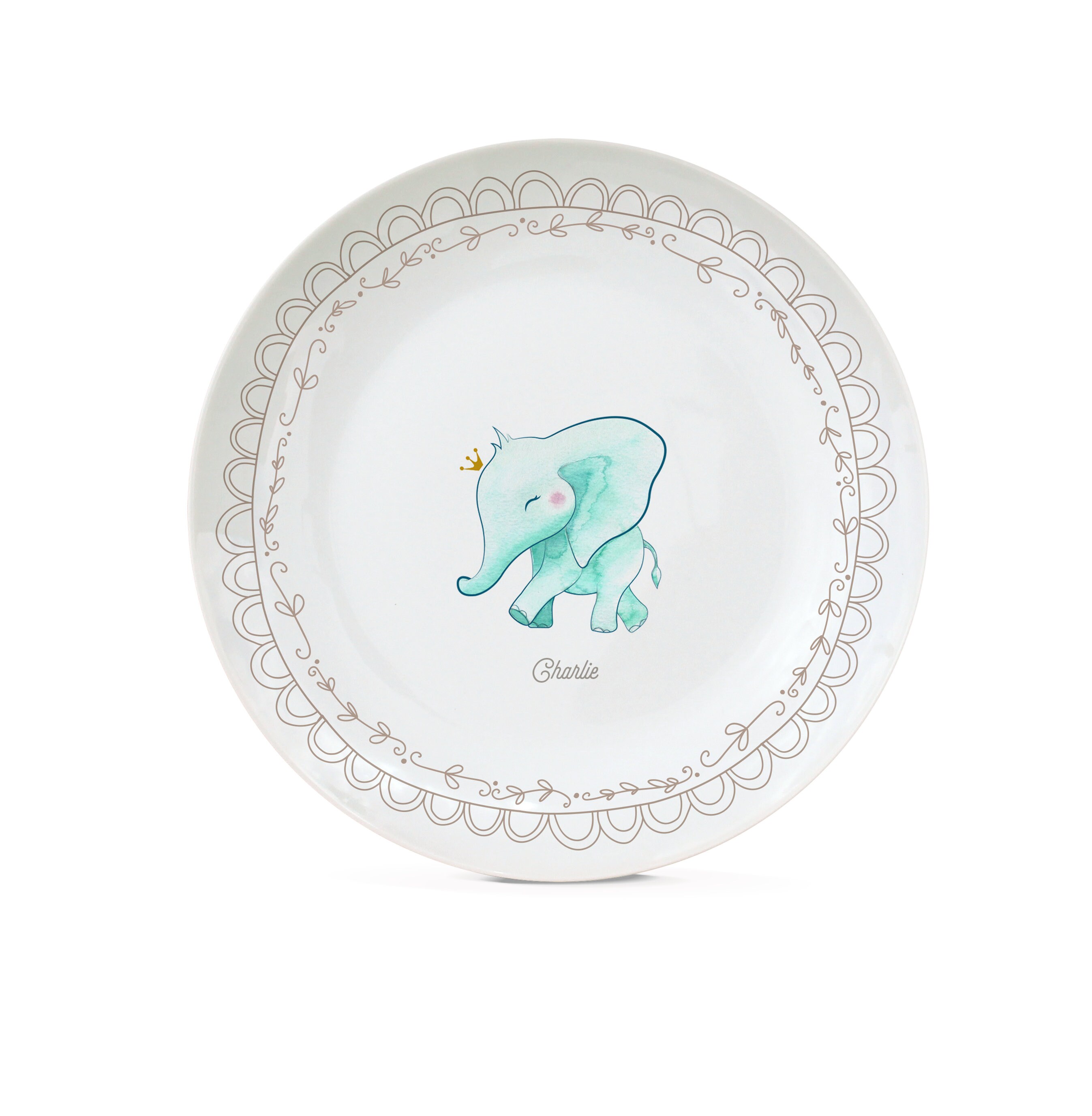 Assiette en Porcelaine Éléphant | Personnalisable
