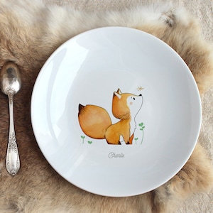 Fox porcelain plate customizable image 1