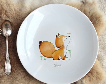 Assiette en porcelaine renard (personnalisable)