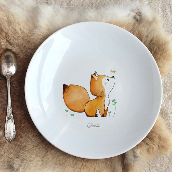 Assiette en porcelaine renard (personnalisable)