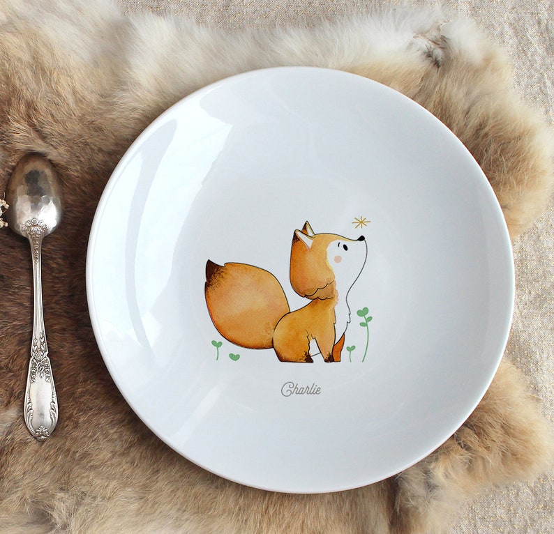 Fox porcelain plate customizable image 1