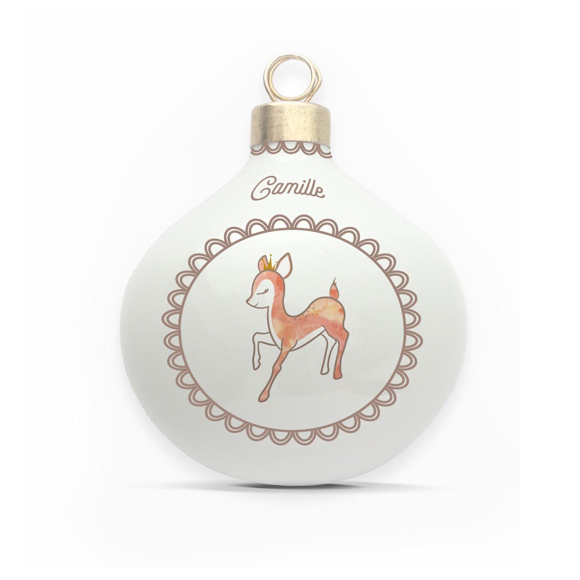 Boule en Porcelaine Faon Personnalisable