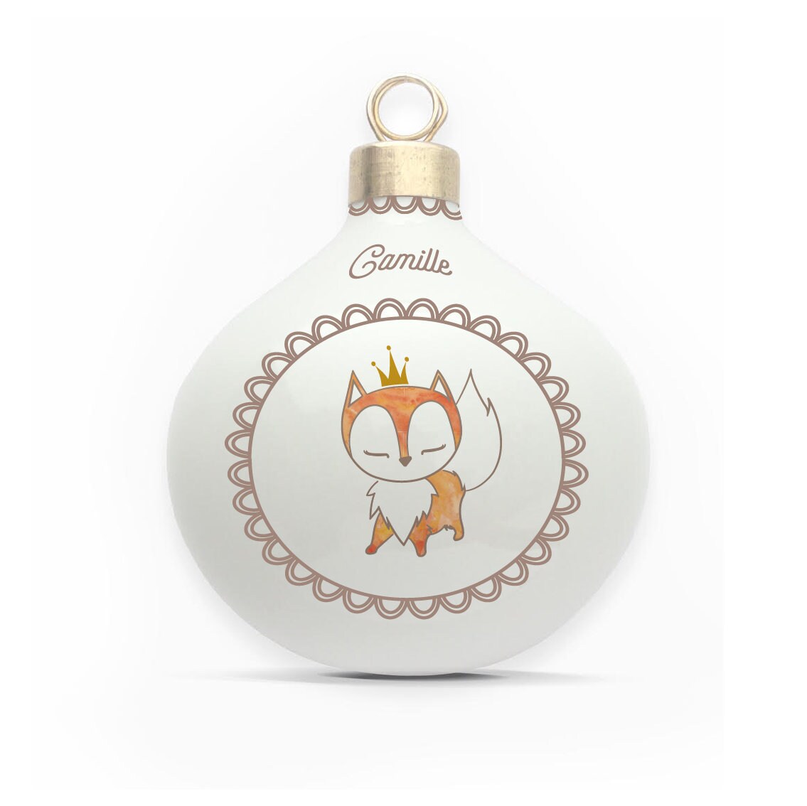 Boule en Porcelaine Renard Personnalisable