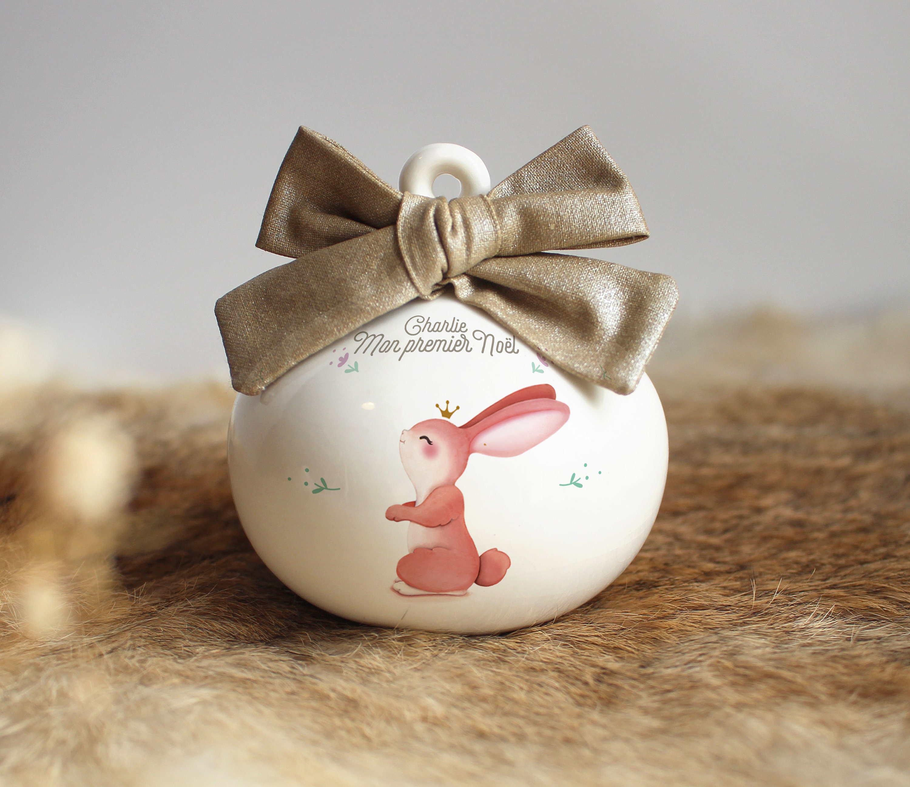 lapin en céramique craquelée décoration lavande Pâques shabby chic