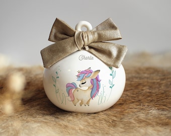 Boule en porcelaine licorne personnalisable