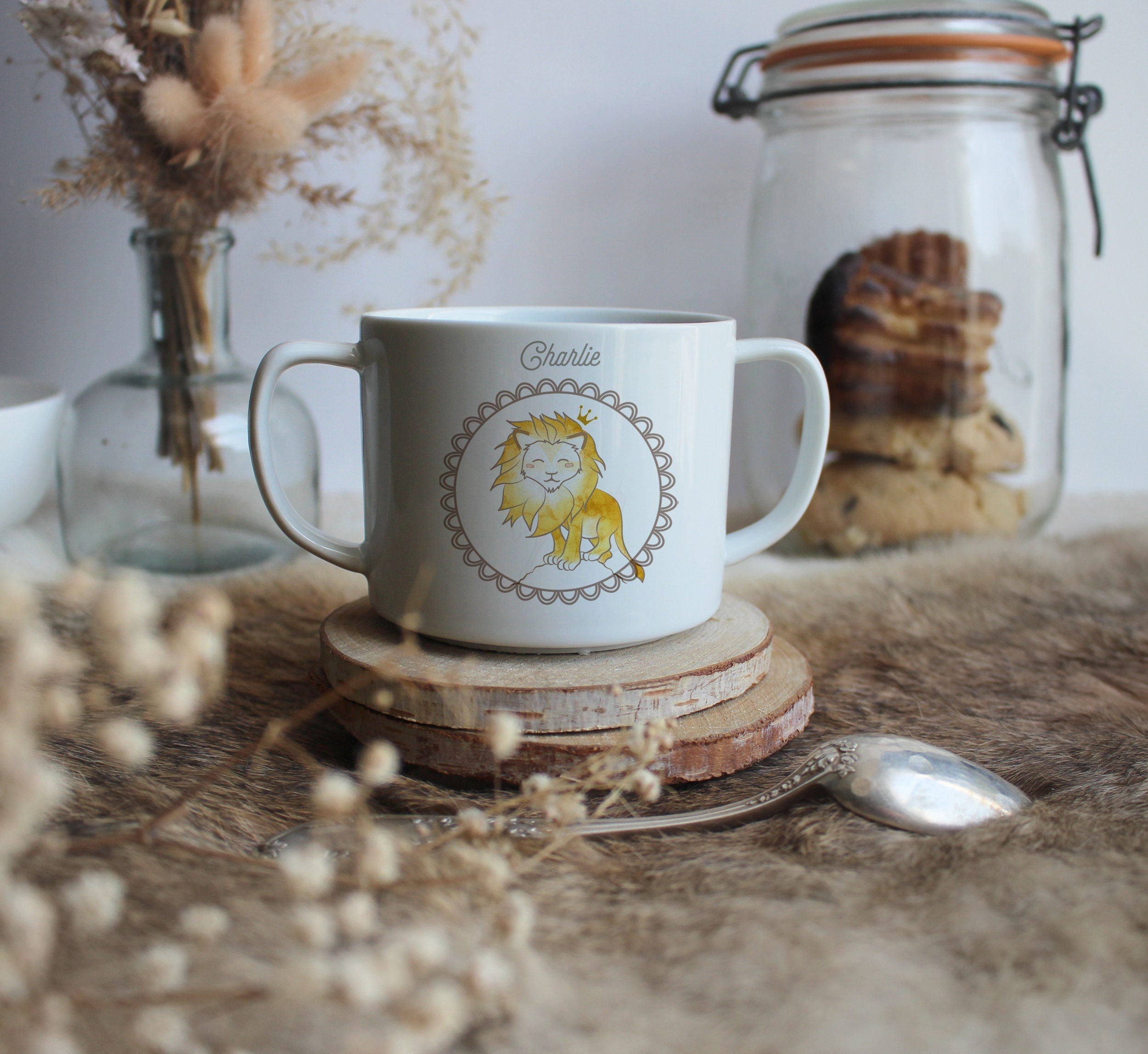 Tasse en Porcelaine Lion | Personnalisable