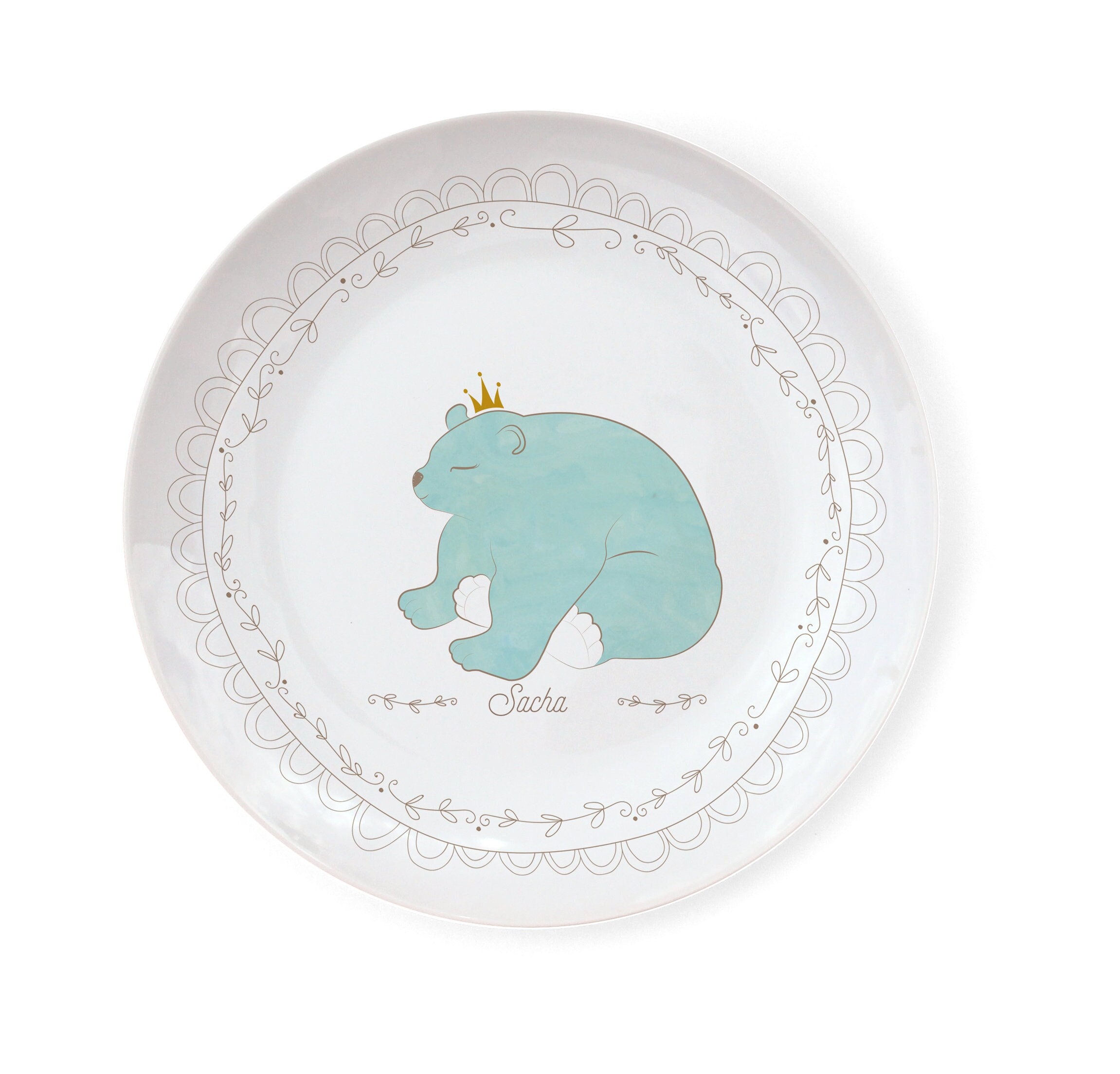 Assiette en Porcelaine Ours Bleu | Personnalisable