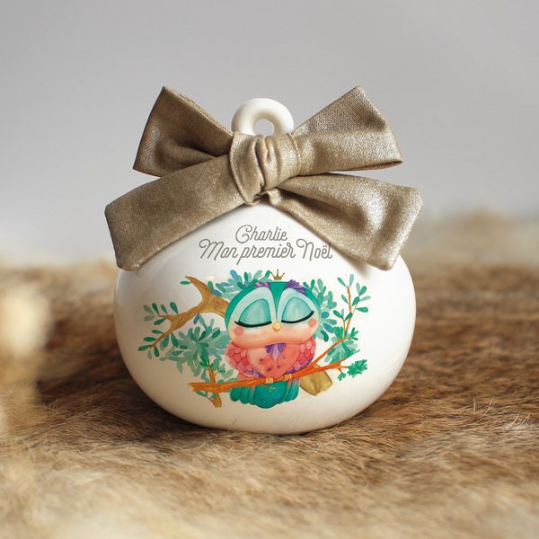 Boule en porcelaine chouette personnalisable