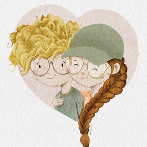 Illustration portrait de famille personnalisée