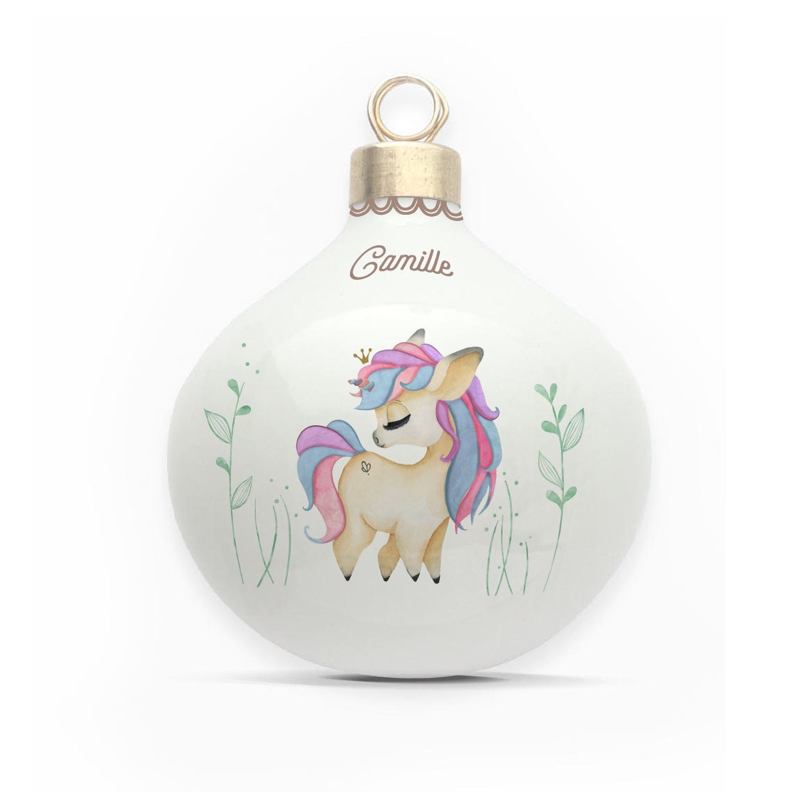 Boule en Porcelaine Licorne Personnalisable