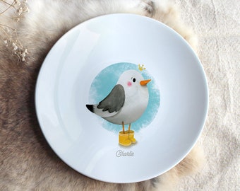 Assiette en porcelaine Mouette (personnalisable)