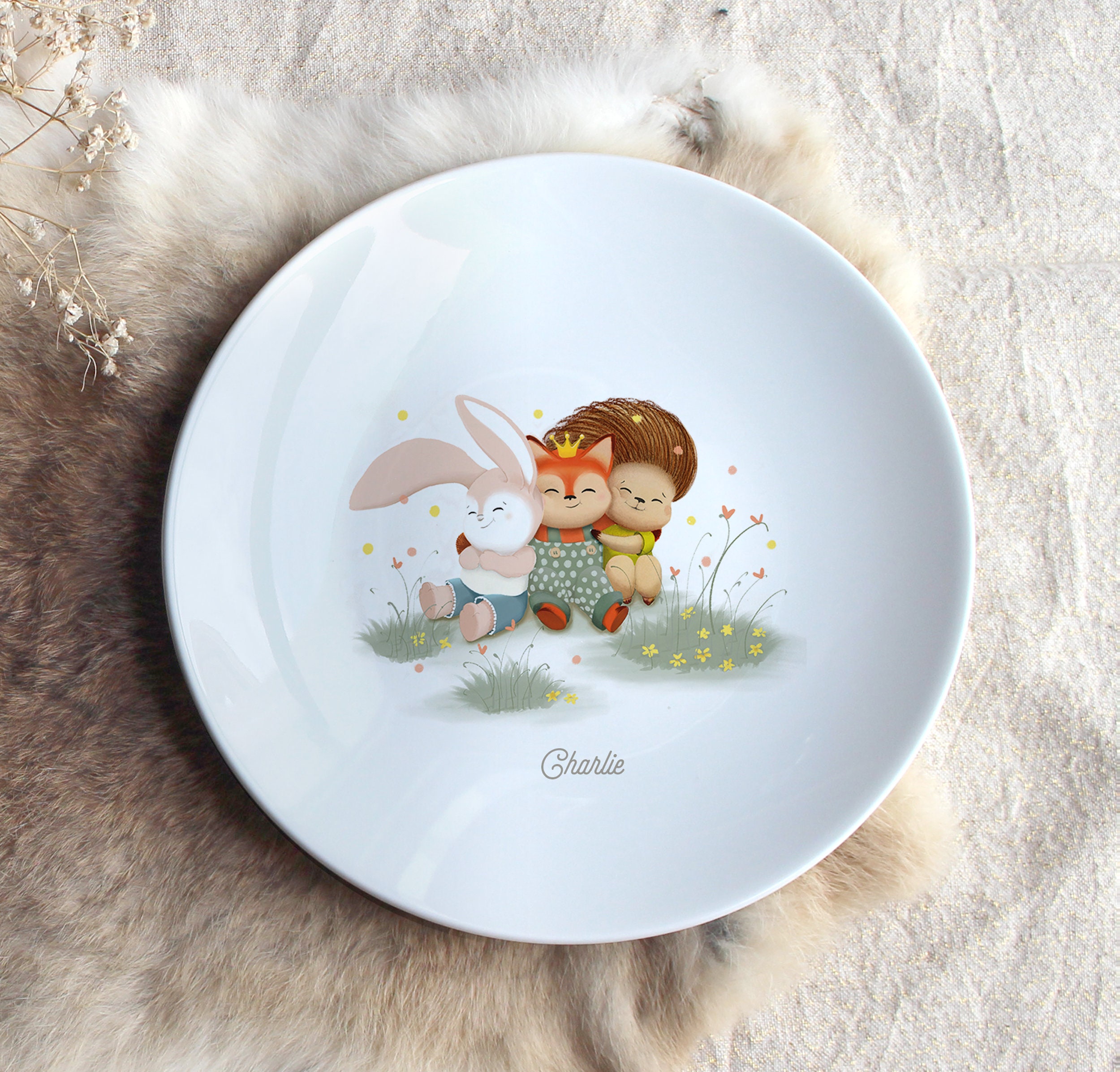 Assiette en Porcelaine Câlin | Personnalisable